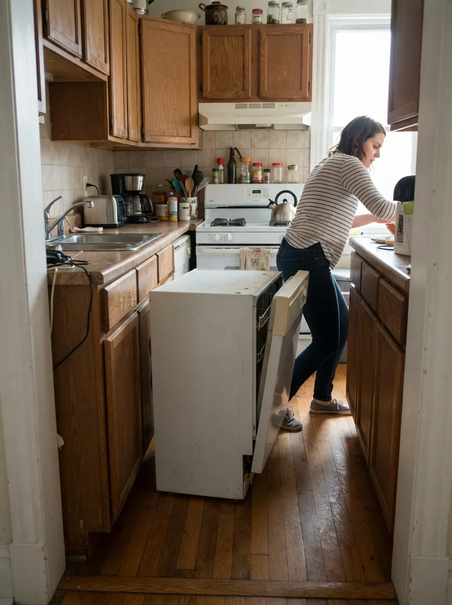 appliance blocking kitchen walkway breaking work triangle