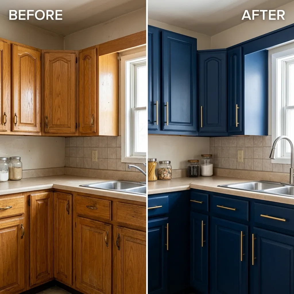 painted-kitchen-cabinets-blue-before-after-budget-update
