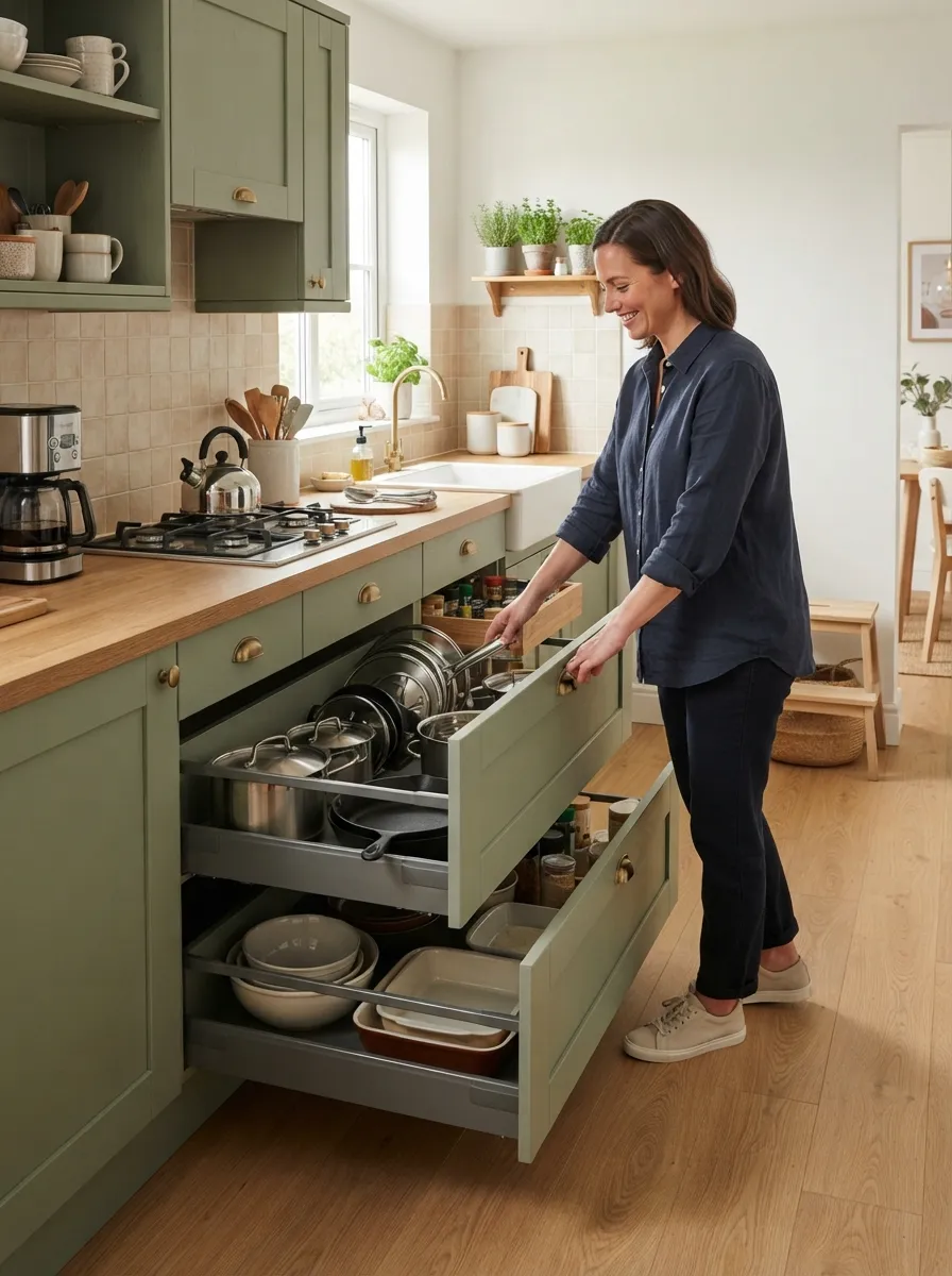 deep drawer pot and pan organization