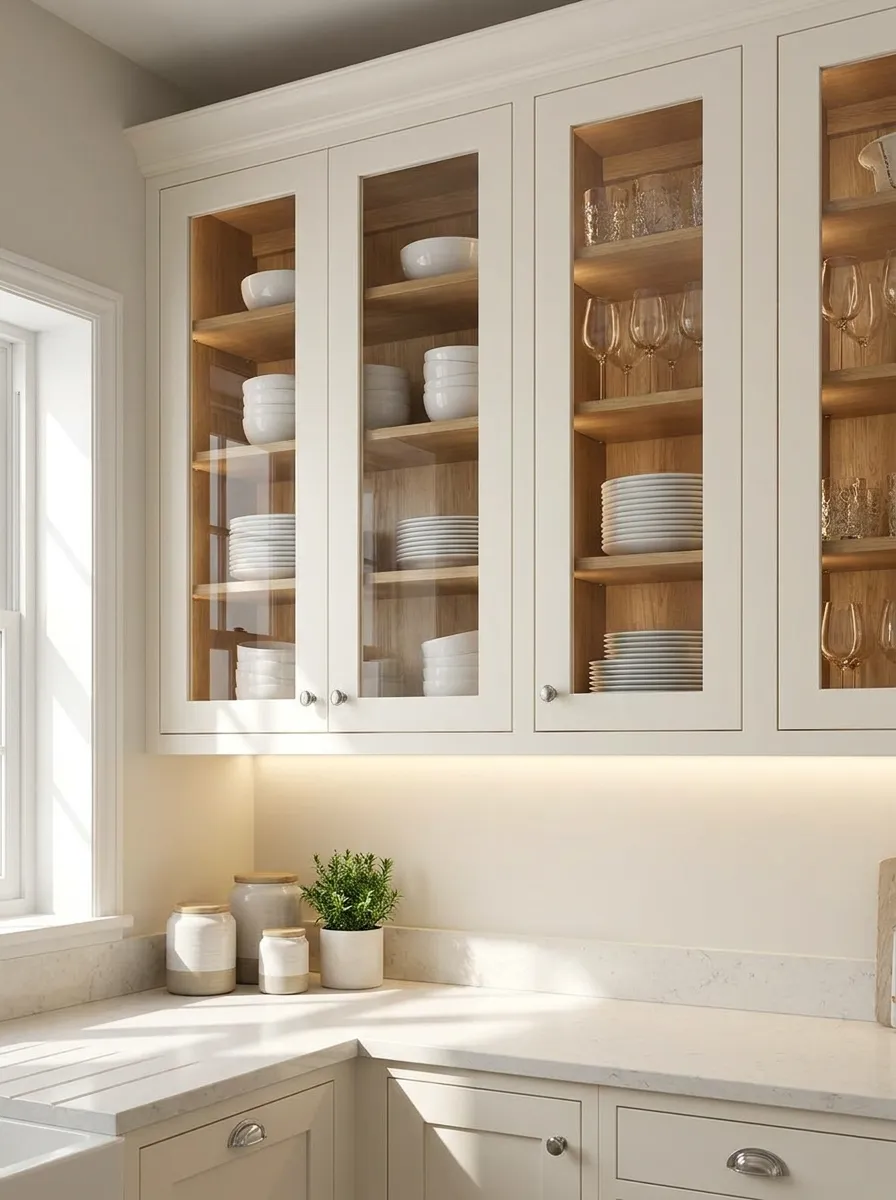 glass-cabinet-doors-small-kitchen-elegant-display-storage