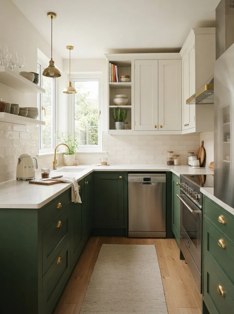 green-white-two-tone-cabinets-modern-farmhouse-style