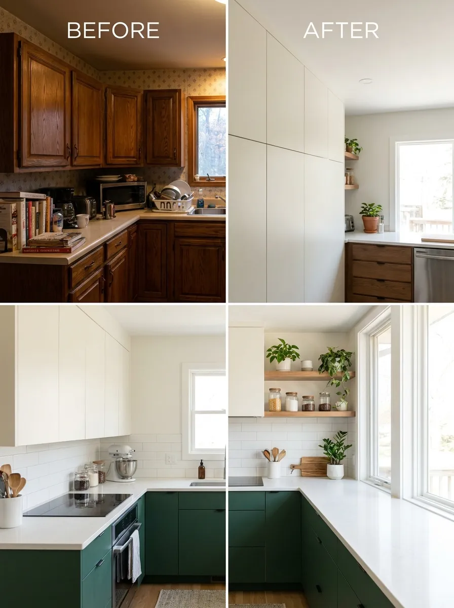 small kitchen renovation timeline before and after