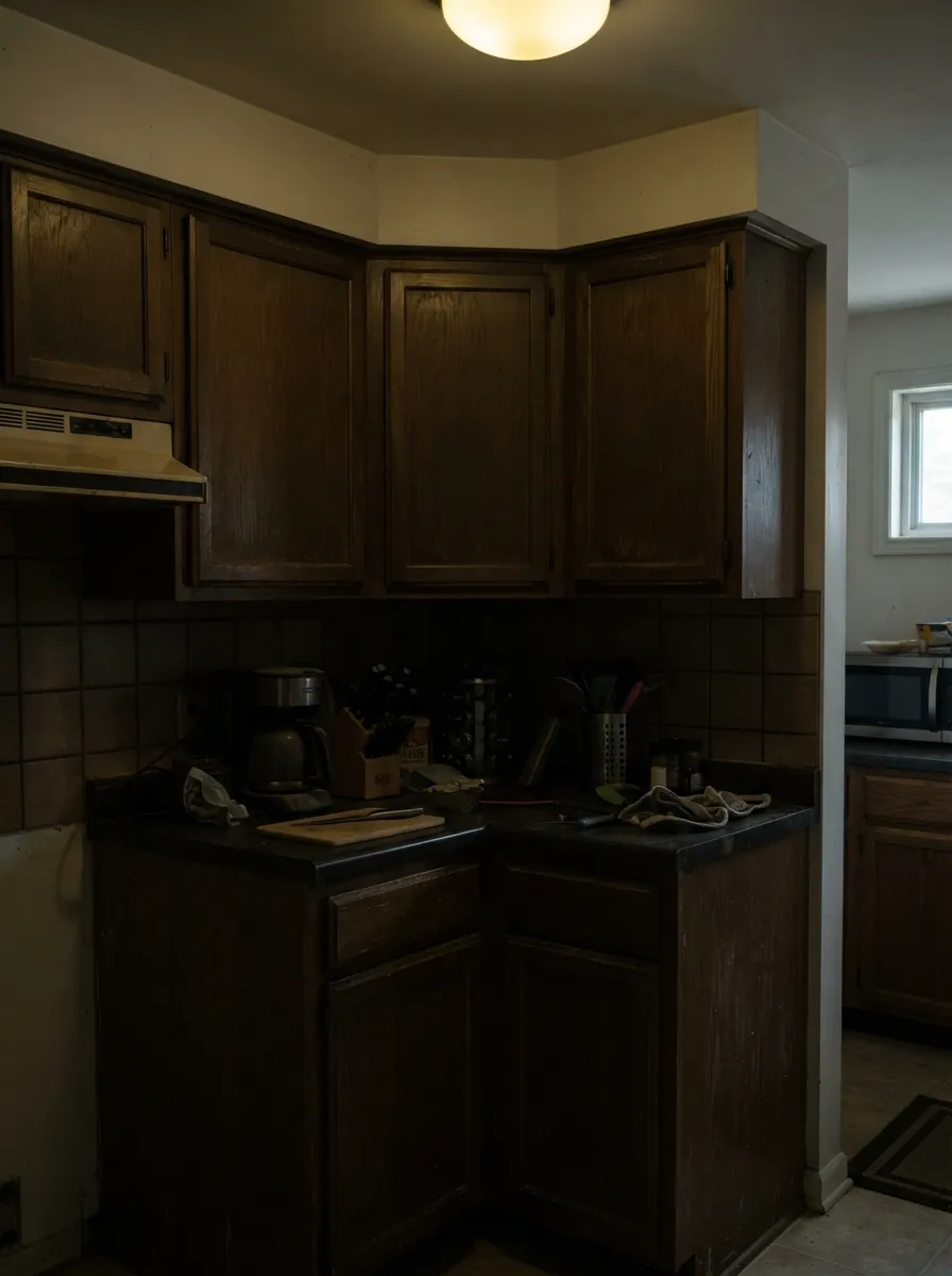 swing out corner organizer revealing stored items when cabinet opens