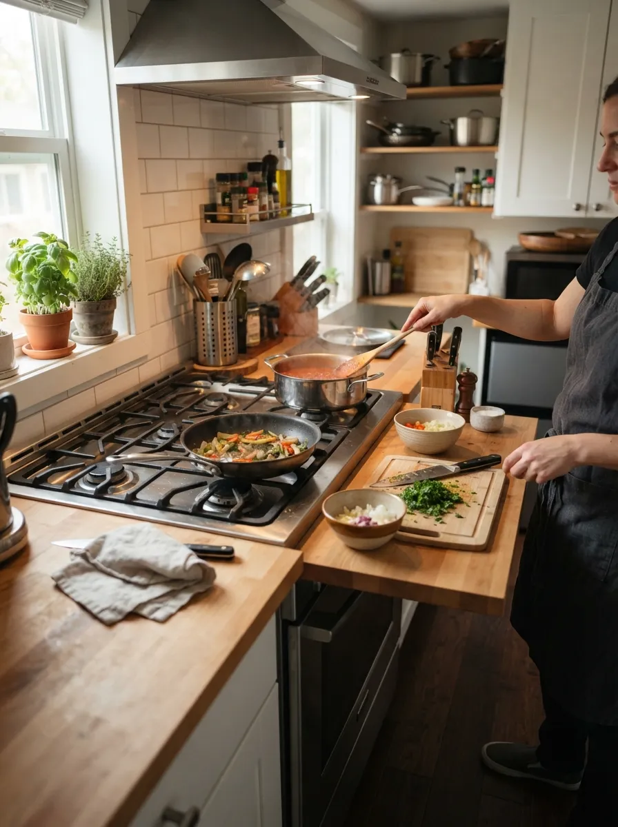 kitchen landing zone supporting accessible efficiency