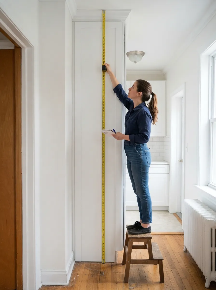 measuring tape showing proper corner cabinet measurement technique
