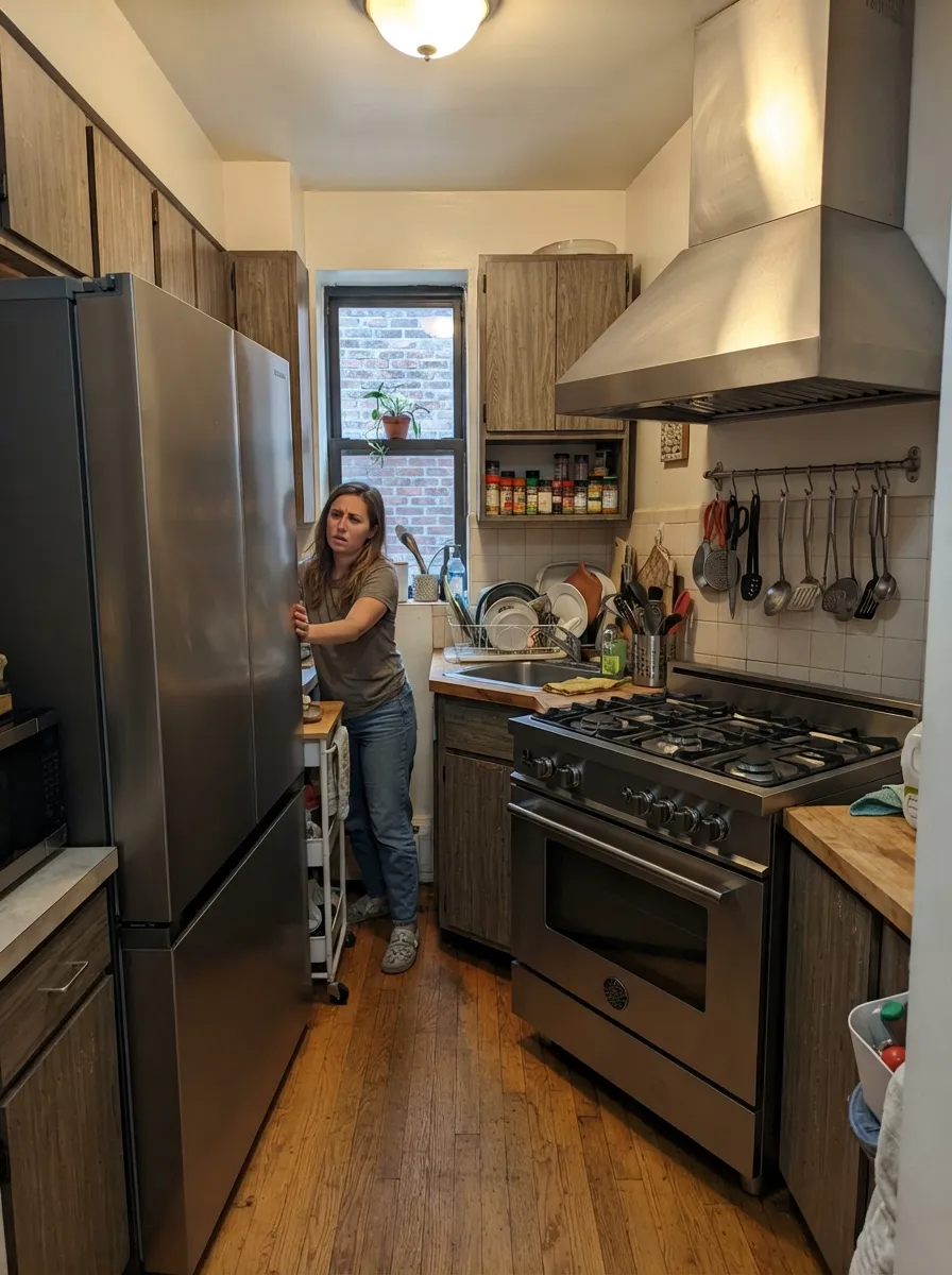 oversized appliances in tiny kitchen placement problem