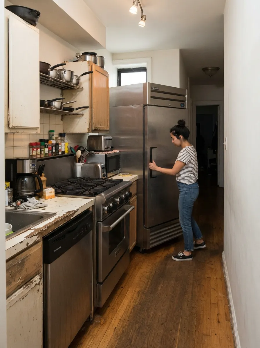 oversized appliances mistake in tiny kitchen