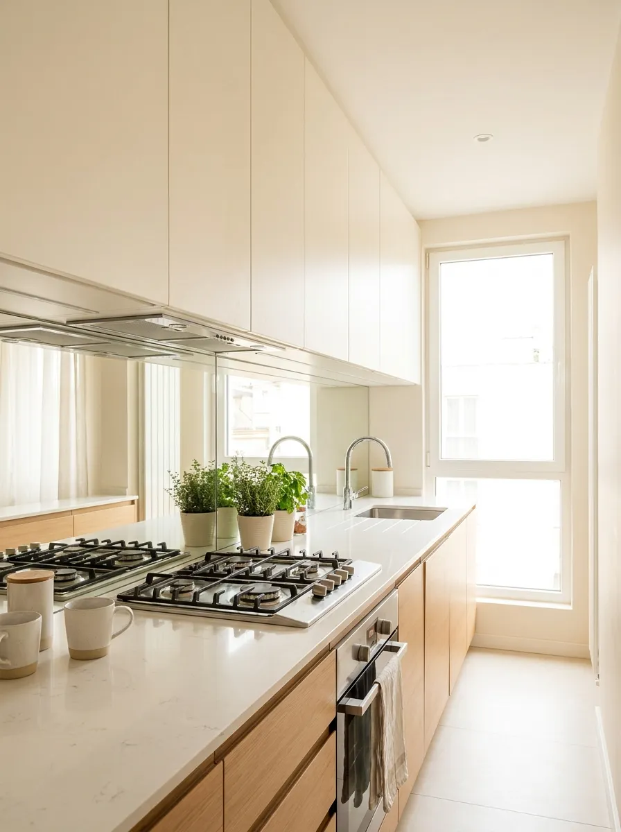 small-galley-kitchen-mirror-backsplash-doubles-visual-space