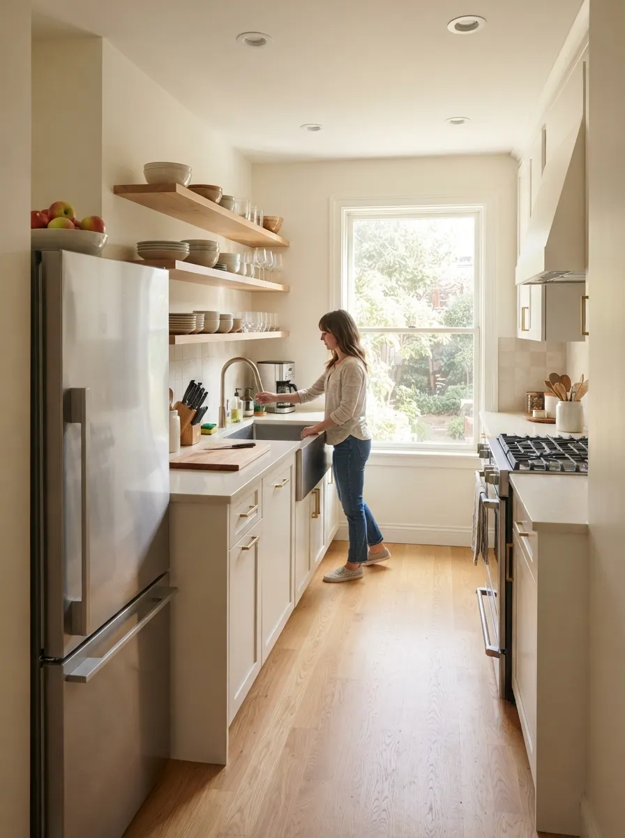 refrigerator to sink layout in a small kitchen