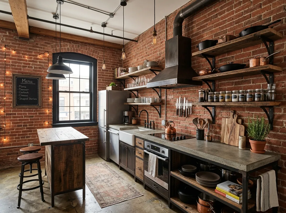 small kitchen design in an industrial style