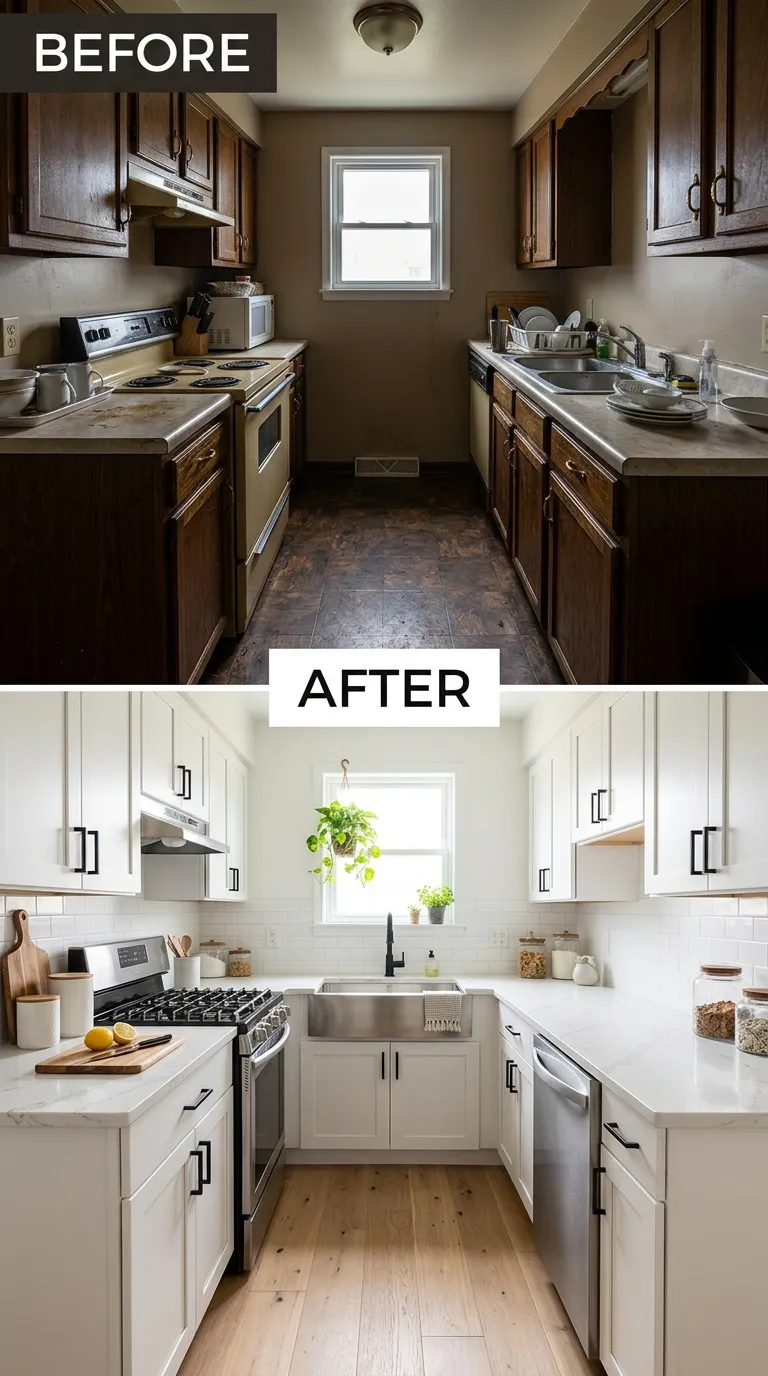 small kitchen remodel before and after result
