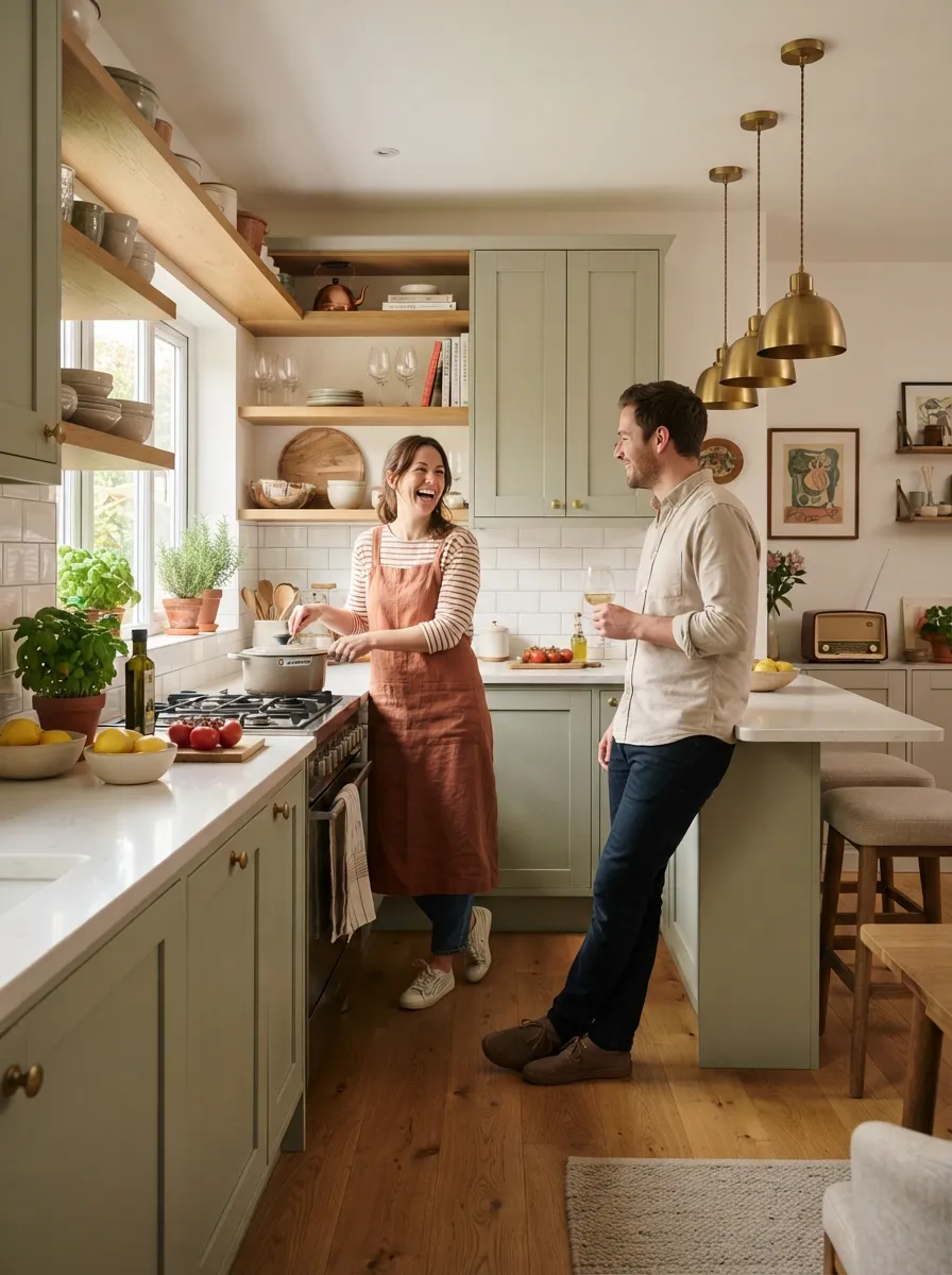 small kitchen designed for a social gathering atmosphere