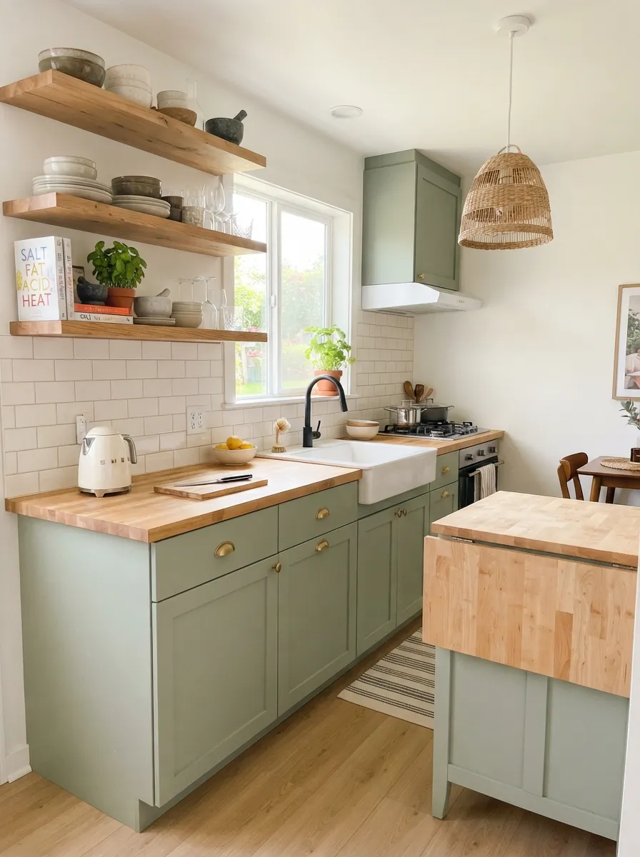 kitchen-update-coordinating-green-cabinets-existing-elements