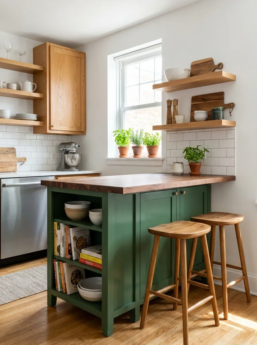 small-open-kitchen-island-white-cabinets-modern-functional