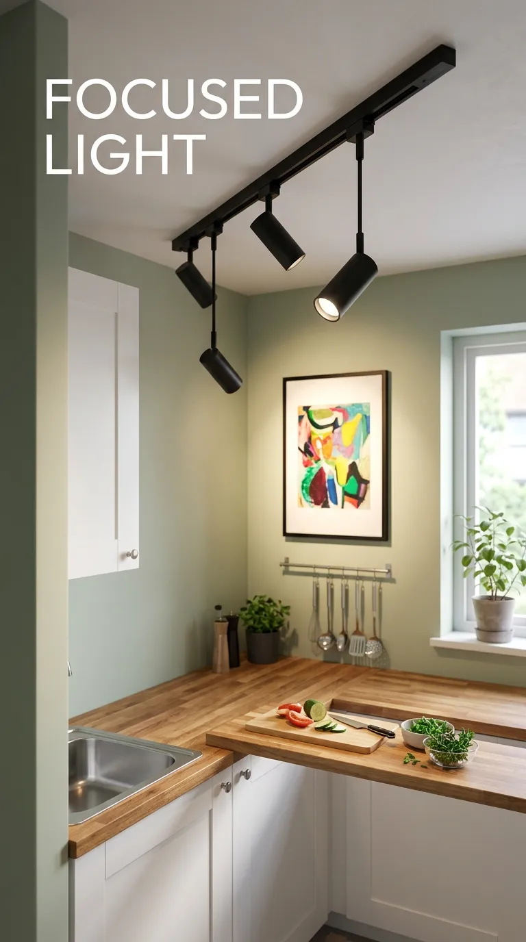 track lighting alternative in compact kitchen
