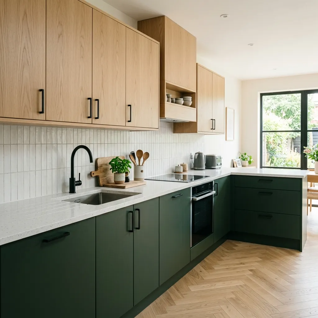 two-tone-kitchen-cabinets-dark-green-lower-white-upper
