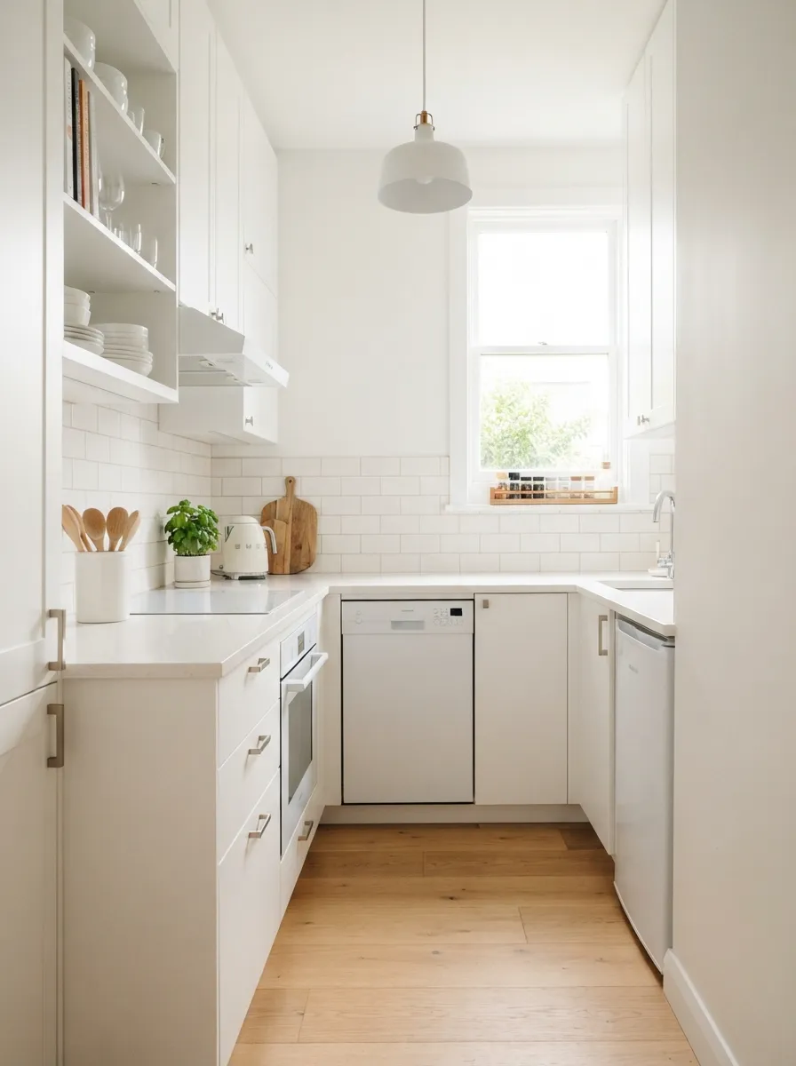 bright compact kitchen countertop and surfaces